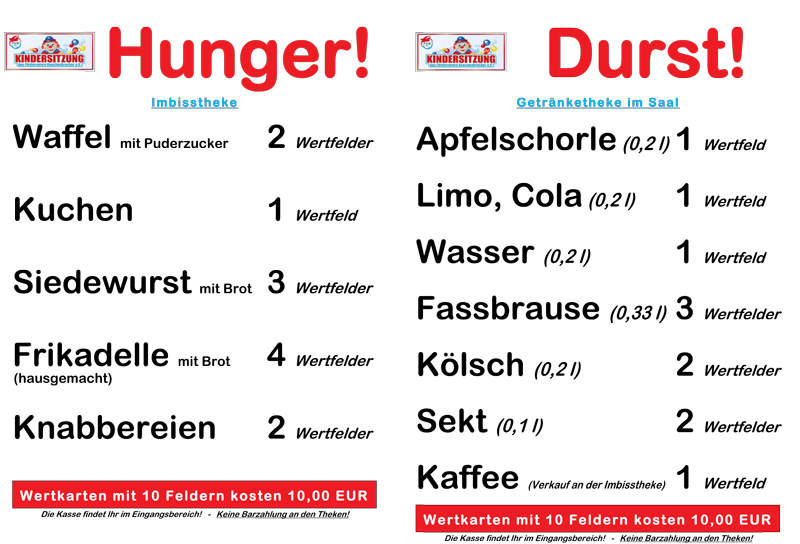 Speise- und Getränkekarte Kisi 2026